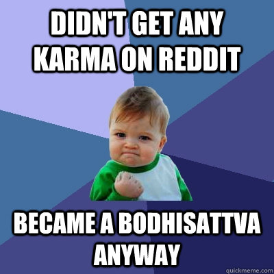 Didn't get any karma on reddit became a bodhisattva anyway  Success Kid