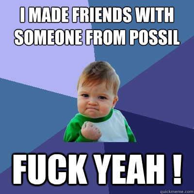 I made friends with someone from possil fuck yeah !  Success Kid