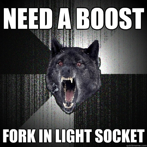 need a boost fork in light socket  Insanity Wolf