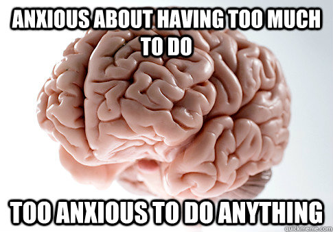 ANXIOUS ABOUT HAVING TOO MUCH TO DO TOO ANXIOUS TO DO ANYTHING  Scumbag Brain