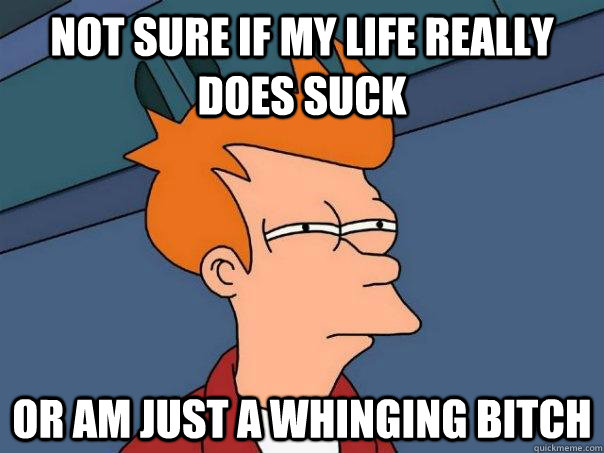 Not sure if my life really does suck Or am just a whinging bitch  Futurama Fry