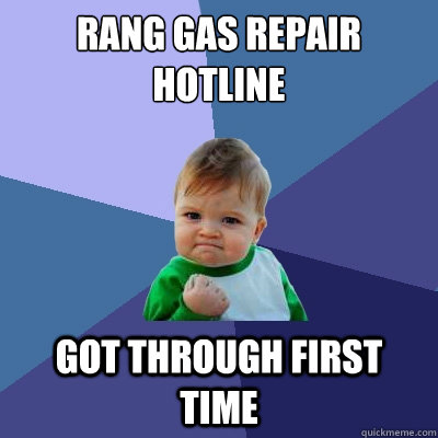 Rang gas repair hotline got through first time  Success Kid