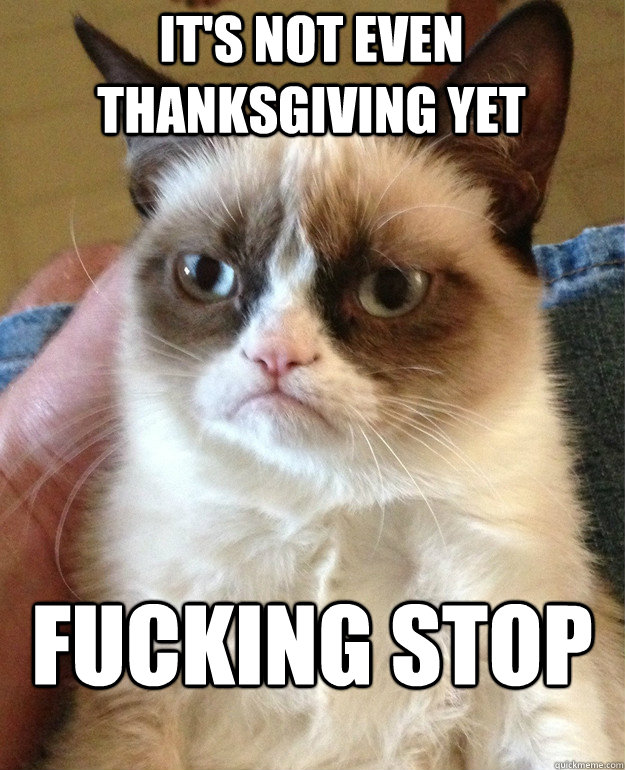 It's not even Thanksgiving yet fucking STOP  Grumpy Cat