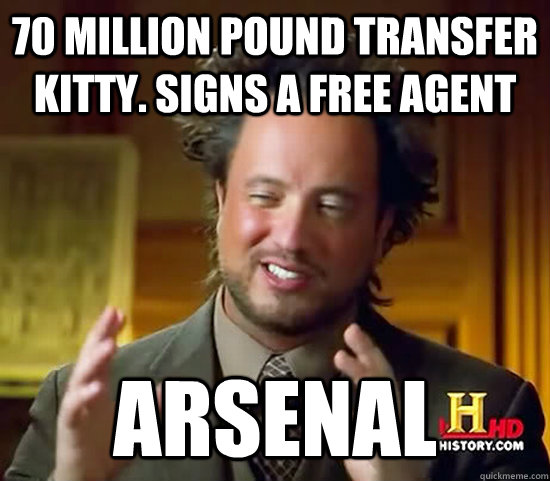 70 million pound transfer kitty. signs a free agent Arsenal - 70 million pound transfer kitty. signs a free agent Arsenal  Ancient Aliens