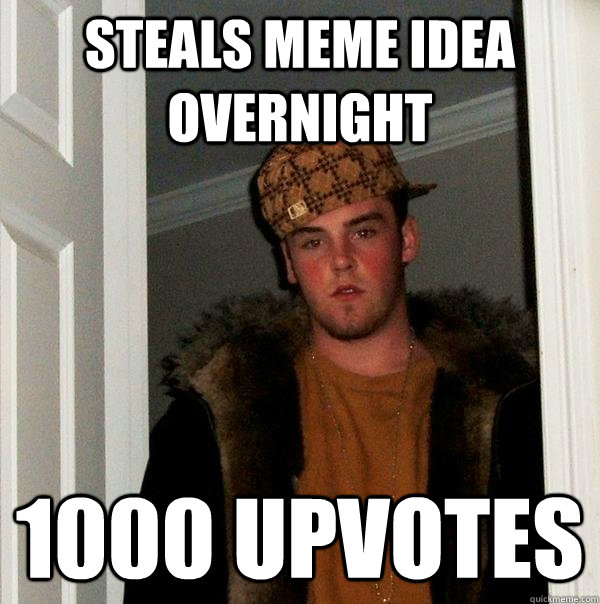 Steals meme idea overnight 1000 upvotes  Scumbag Steve