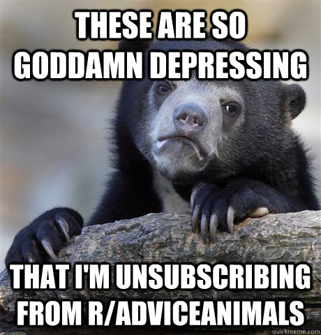 These are so goddamn depressing that i'm unsubscribing from r/adviceanimals  Confession Bear