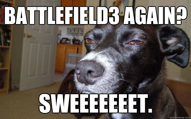 battlefield3 again? sweeeeeeet.  Skeptical Mutt