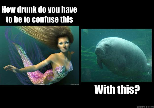 How drunk do you have to be to confuse this With this? - How drunk do you have to be to confuse this With this?  Mermaid Vs. Manatee