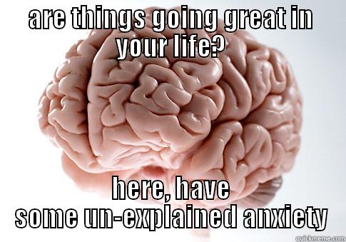 omg pls stahp no more. - ARE THINGS GOING GREAT IN YOUR LIFE? HERE, HAVE SOME UN-EXPLAINED ANXIETY Scumbag Brain