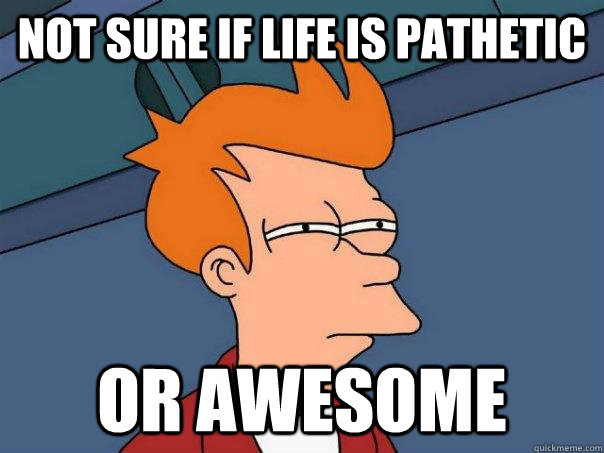 Not sure if life is pathetic Or awesome  Futurama Fry