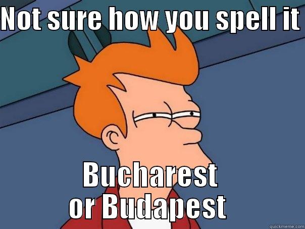 NOT SURE HOW YOU SPELL IT  BUCHAREST OR BUDAPEST  Futurama Fry