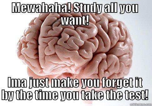 MEWAHAHA! STUDY ALL YOU WANT! IMA JUST MAKE YOU FORGET IT BY THE TIME YOU TAKE THE TEST! Scumbag Brain