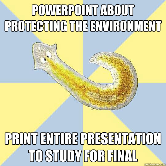 powerpoint about protecting the environment print entire presentation to study for final  Bio Major Planarian