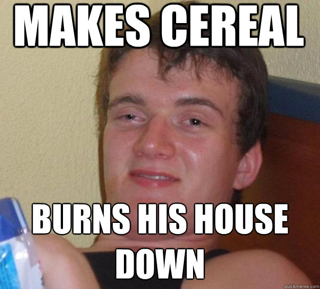 makes cereal burns his house down  10 Guy