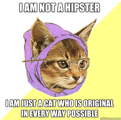 I am not a hipster I am just a cat who is original in every way possible  Hipster Kitty