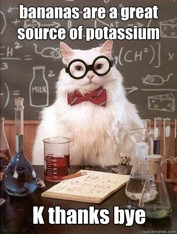 bananas are a great source of potassium K thanks bye - bananas are a great source of potassium K thanks bye  Chemistry Cat