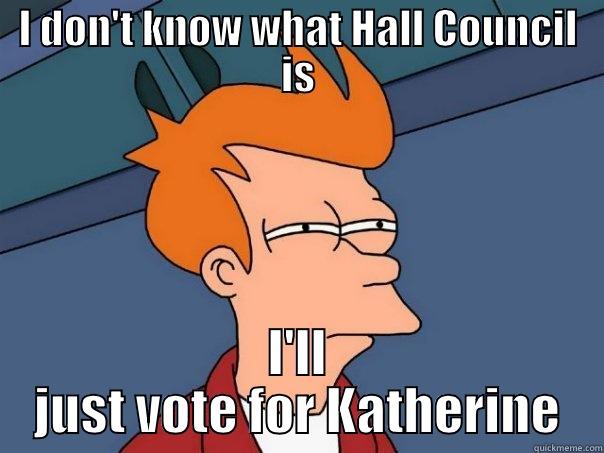 I DON'T KNOW WHAT HALL COUNCIL IS I'LL JUST VOTE FOR KATHERINE Futurama Fry