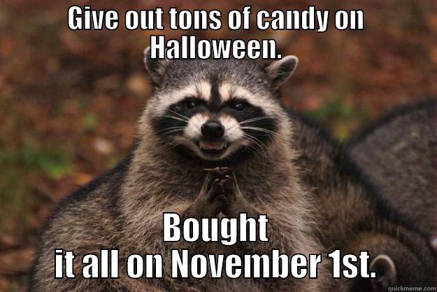 GIVE OUT TONS OF CANDY ON HALLOWEEN. BOUGHT IT ALL ON NOVEMBER 1ST. Evil Plotting Raccoon