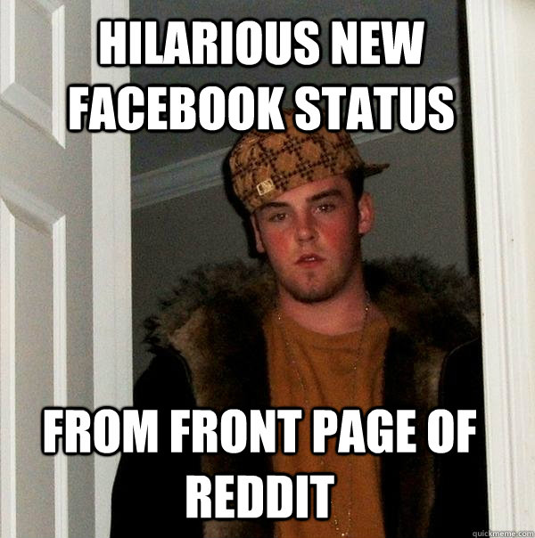 Hilarious new Facebook status from front page of Reddit  Scumbag Steve