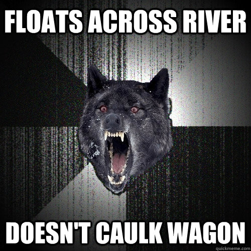 floats across river doesn't caulk wagon  Insanity Wolf