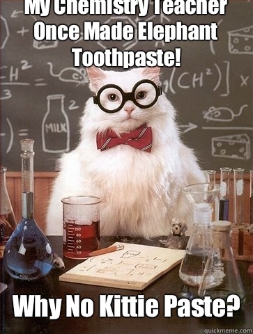 My ChemIstry Teacher Once Made Elephant Toothpaste! Why No Kittie Paste?  Chemistry Cat