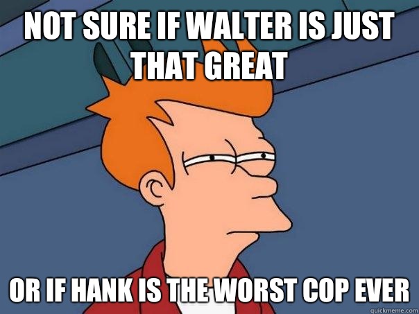 Not sure if Walter is just that great or if Hank is the worst cop ever - Not sure if Walter is just that great or if Hank is the worst cop ever  Futurama Fry