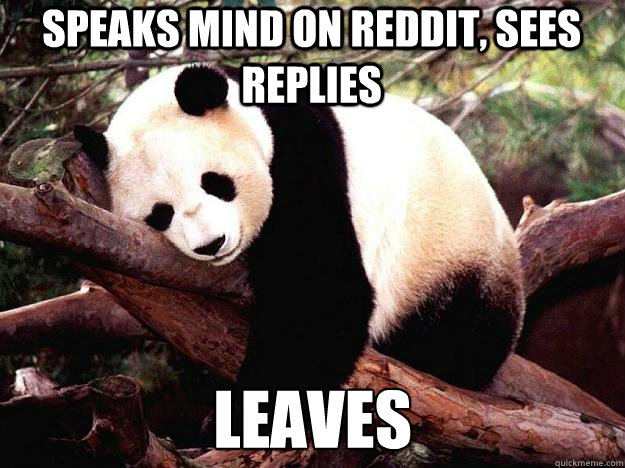 SPEAKS MIND ON REDDIT, SEES REPLIES LEAVES  Procrastination Panda