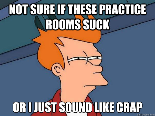 not sure if these practice rooms suck or I just sound like crap - not sure if these practice rooms suck or I just sound like crap  Futurama Fry