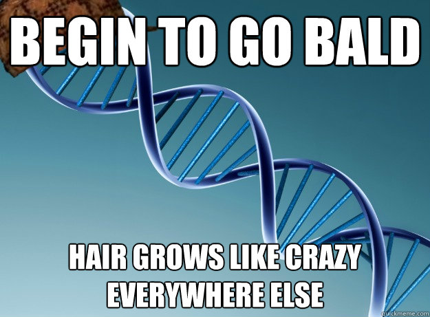 Begin to go bald hair grows like crazy everywhere else  Scumbag Genetics