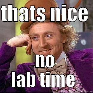 THATS NICE  NO LAB TIME  Condescending Wonka