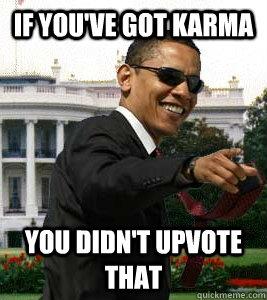 If you've got Karma You didn't upvote that  