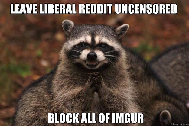 Leave liberal reddit uncensored block all of imgur  evil racoon