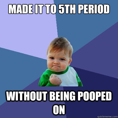 made it to 5th period without being pooped on  Success Kid