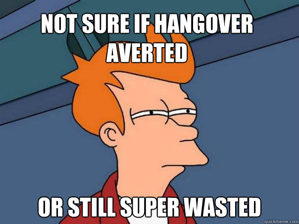 Not sure if hangover averted or still super wasted  Futurama Fry