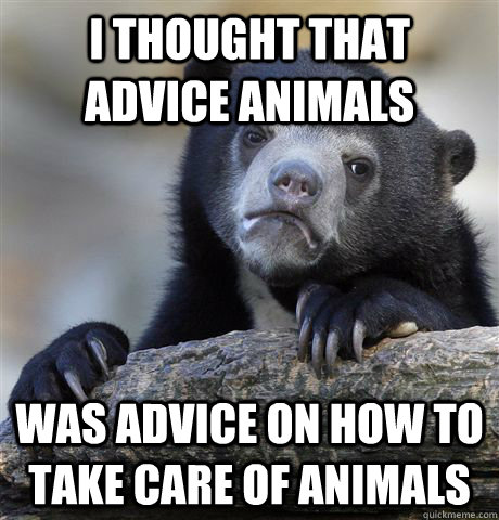 i thought that advice animals was advice on how to take care of animals  Confession Bear