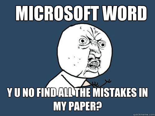 MICROSOFT WORD Y u no find all the mistakes in my paper?  Y U No