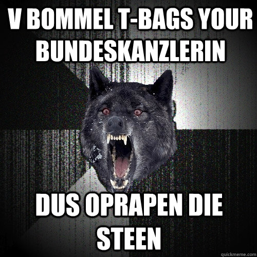 V Bommel T-bags your Bundeskanzlerin DUS OPRAPEN DIE STEEN  Insanity Wolf