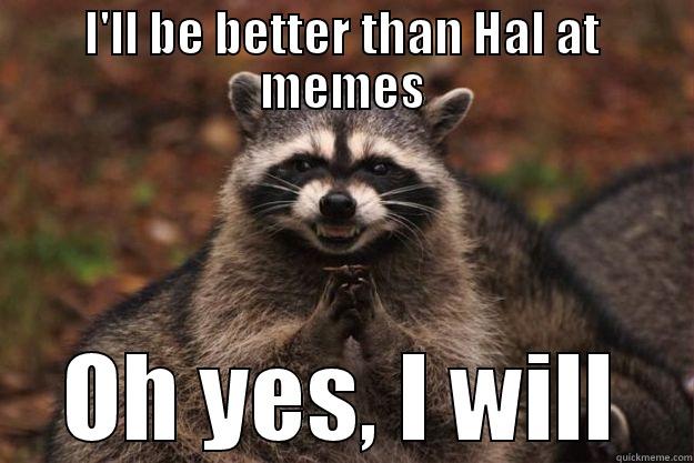 Bryn makes memes - I'LL BE BETTER THAN HAL AT MEMES OH YES, I WILL Evil Plotting Raccoon