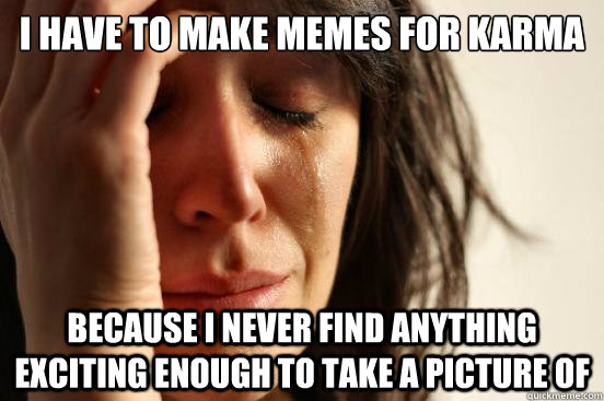 I have to make memes for karma because i never find anything exciting enough to take a picture of  First World Problems