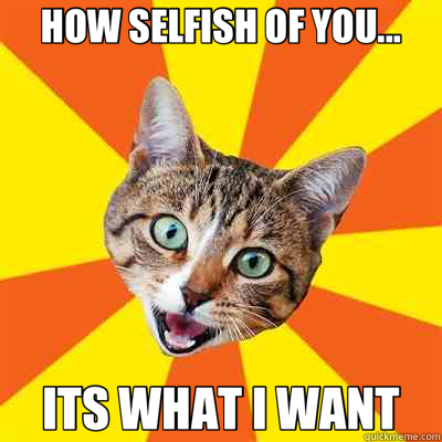 HOW SELFISH OF YOU... ITS WHAT I WANT  Bad Advice Cat