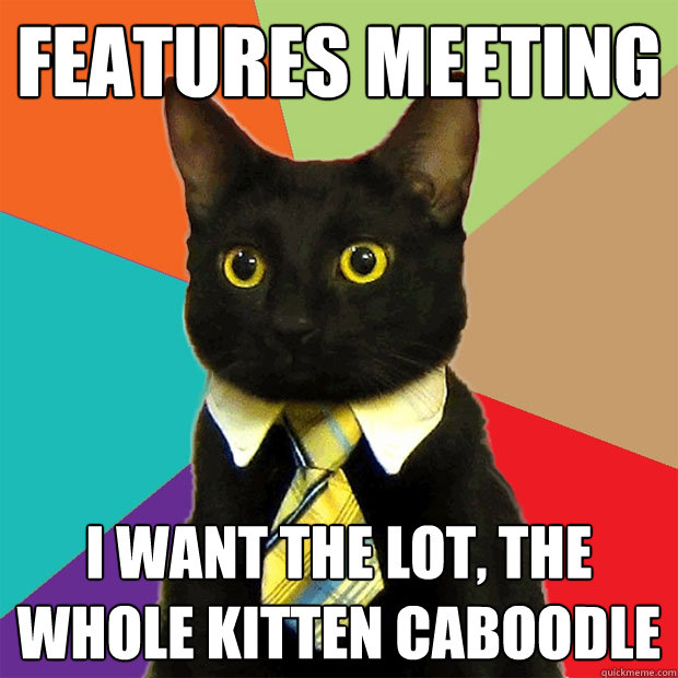 Features meeting I want the lot, the whole kitten caboodle  Business Cat