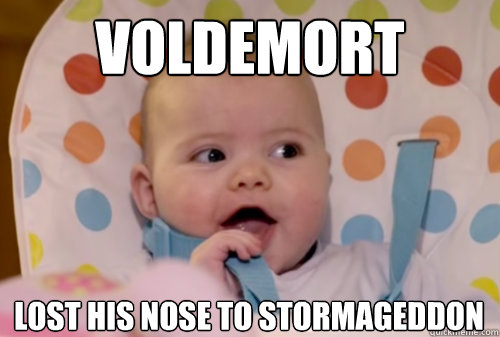 VOLDEMORT LOST HIS NOSE TO STORMAGEDDON  