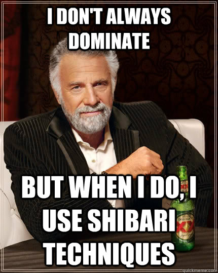 I don't always dominate But when I do, I use shibari techniques  The Most Interesting Man In The World