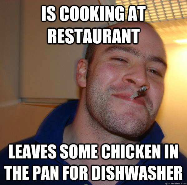 Is Cooking at restaurant Leaves some chicken in the pan for Dishwasher - Is Cooking at restaurant Leaves some chicken in the pan for Dishwasher  Misc