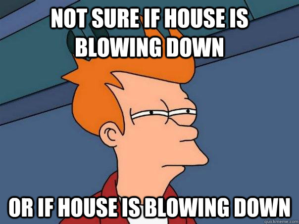 Not sure if house is blowing down Or if house is blowing down - Not sure if house is blowing down Or if house is blowing down  Futurama Fry