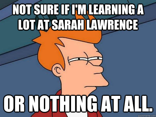 Not sure if I'm learning a lot at Sarah Lawrence or nothing at all.  Futurama Fry