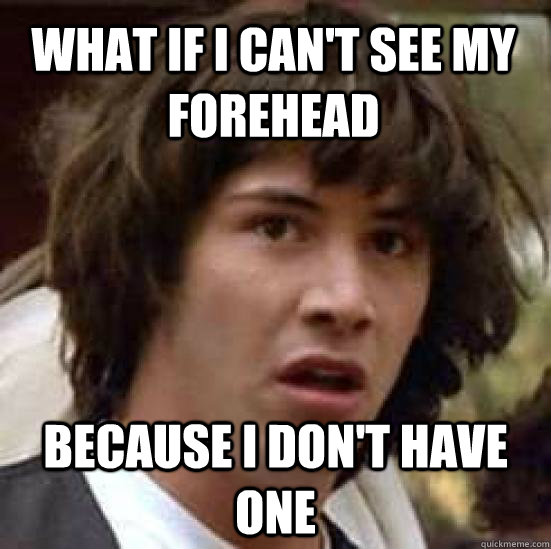 what if i can't see my forehead because i don't have one  conspiracy keanu