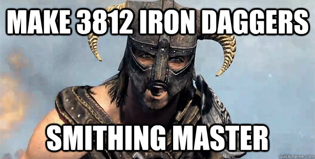 make 3812 iron daggers SMITHING MASTER    skyrim