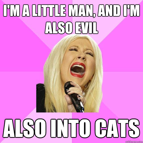 i'm a little man, and i'm also evil also into cats  Wrong Lyrics Christina