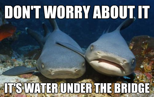 Don't worry about it it's water under the bridge - Don't worry about it it's water under the bridge  Compassionate Shark Friend